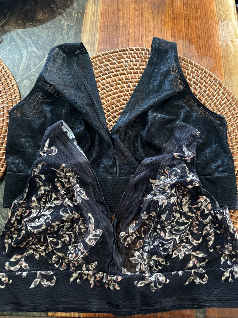 Wacoal Black Lace Bralette & black lace with Floral Jacquard Overlay -2 bras
